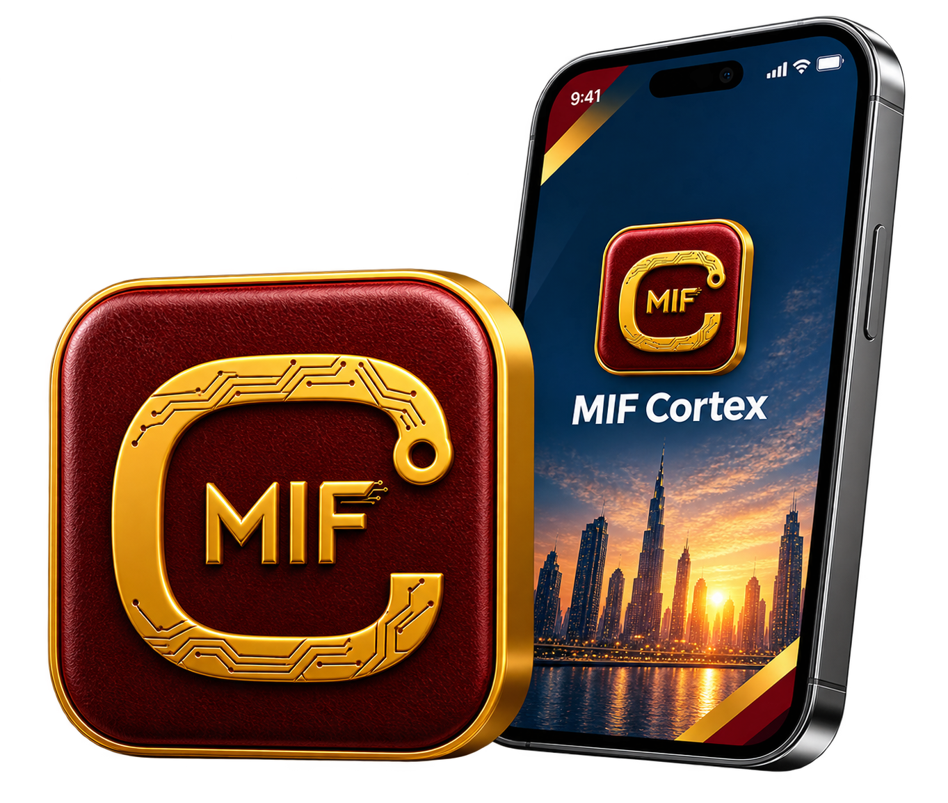 MIF Cortex Platform 3D Emblem and Smartphone App Preview